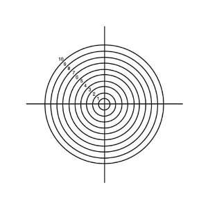 Reticle, 10 Concentric Circles with Crossline, 25 mm dia  