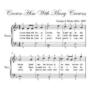    Crown Him with Many Crowns Easy Piano Sheet Music Christian Books