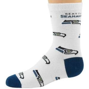  NFL Seattle Seahawks Preschool White All Over Logo Print Socks 