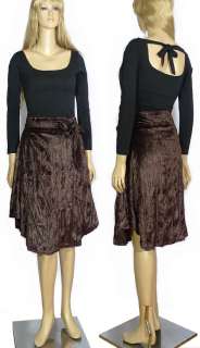 Womens F/W Natural Creased Velvet Side Tie Long Skirt Size M/L  