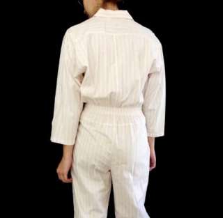 80s Vtg Diane Von Furstenberg Pastel Pink & White Cotton Jumpsuit 