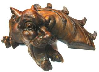 STUNNING antique wooden Gargoyle myth animal demoniac  