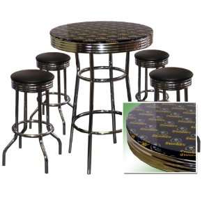  Pittsburgh Steelers 5 Piece Chrome Glass Pub Bar Table Set 