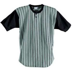 Badger Pinstripe Placket Custom Baseball Jerseys GREY HEATHER/BLACK AL