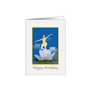  Birthday, Water Sprite, Ballerina, Water Lilies Card 