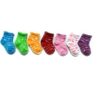  7 pairs Cutie Baby Girl Socks 7 days for 0 to 12 months 