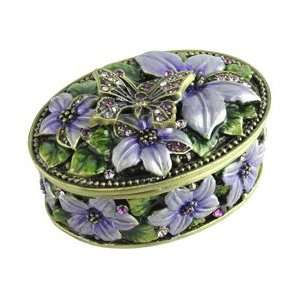  Butterfly and Purple Flowers Jewelry Box Beauty