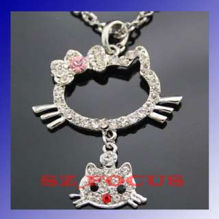 Cute HelloKitty Crystal Jewelry Diamante Necklace Pendant Gift 212 