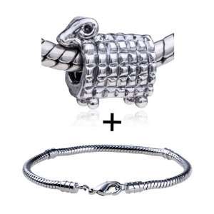 Cylindrical Shaped Animal Cart Pattern European Charm Bead Bracelet 