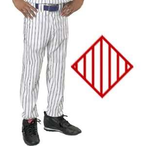 36 Inseam Pinstripe Open Bottom Custom Baseball Pants 2P WHITE/SCARLET 