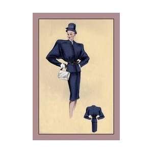  Navy Cardigan Suit 28x42 Giclee on Canvas