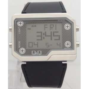 Fashion Digital Quartz Watch Light Alarm Stopwatch Case Black Leather 