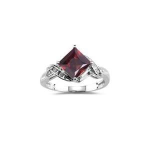  0.03 Cts Diamond & 2.10 Cts Garnet Ring in 14K White Gold 
