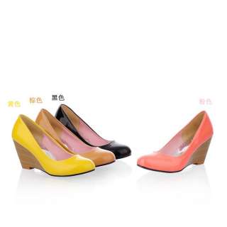   Toe Wedge Womens Shoes Patent Leather High Heels Cute Pumps Q70  
