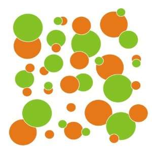 com set of 106 Orange and Lime Green polka dots Vinyl wall lettering 