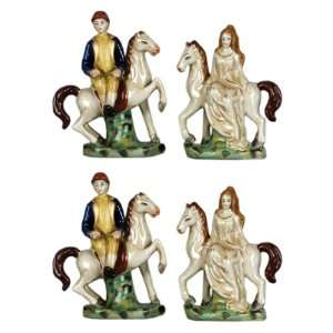   Lovers on Horse Colorful Hand Painted Statue (Pack 2)