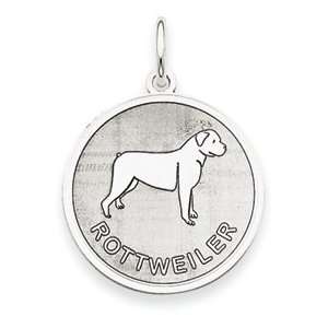  Gold White Gold Polished Engraveable Rottweiler Disc Charm Jewelry
