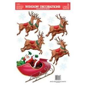 Santa Sleigh Vinyl Window Decorations 14ct