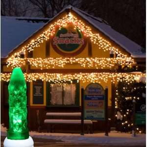  Green LED Icicle Lights on White Wire   70 LED Pure Green 