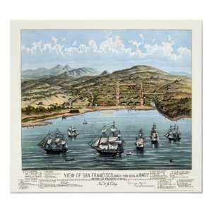  San Francisco, CA Panoramic Map   1847 Poster