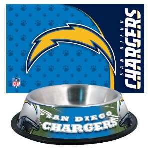  San Diego Chargers Pet Bowl and Mat Combo Sports 
