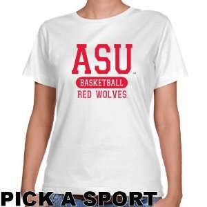 Arkansas State Red Wolves Ladies White Custom Sport Classic Fit T 