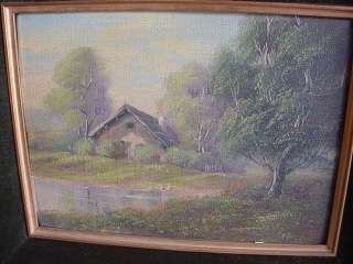 Nice antique oil on board lanscape painting # as/1652  