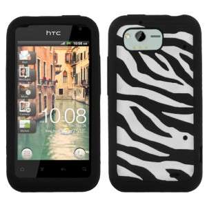 For Verizon HTC Rhyme Rubber SILICONE Skin Soft Gel Case Cover Zebra 