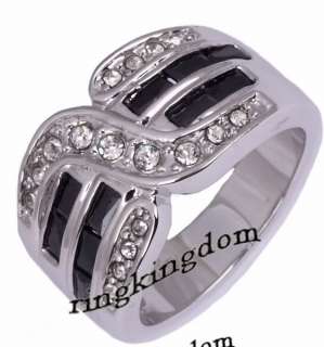 Handsome New Mens Black Sapphire 10KT white Gold Filled Ring size 10 