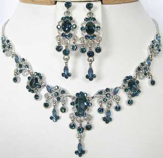 n305 Montana Dark Blue Swarovski Crystal Victorian Style Necklace 