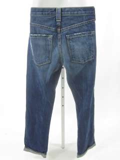   pair of VINTAGE SLIM Dark Wash Destroyed Jeans Pants in a Size 27