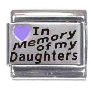 In Memory Of My Daughters Purple Heart Laser Italian Charm 