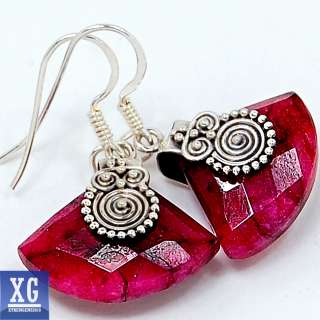 SE13202 INDIAN RUBY 925 STERLING SILVER EARRINGS JEWELRY  