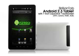 BrillianTab   Android 2.3 Tablet with 7 Capacitive Touchscreen  WiFi 
