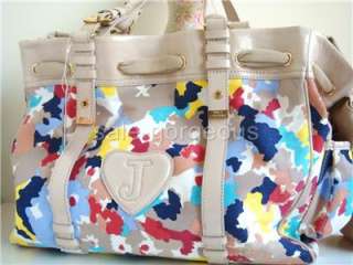   Couture Floral Print Canvas Tote Daydreamer Bag XL Ball Charm YHRU2467