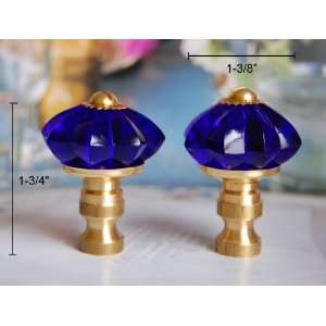  2 of Deep Blue Hand Made Cut Glass Crystal Lamp Shade 