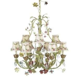 Jubilee Collection Nine Light Leaf and Flower Chandelier with Ribbon 