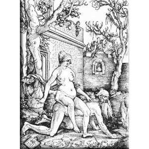  Aristotle and Phyllis 12x16 Streched Canvas Art by Baldung 