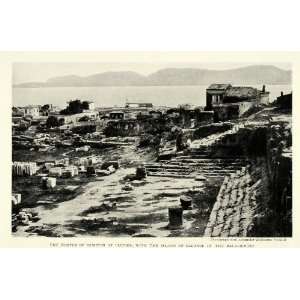 1922 Print Greece Demeter Eleusiana Salami Athens Ruins Naxos Island 