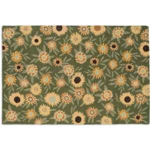   Floral Yellow Hooked Area Rug 4 x 6 