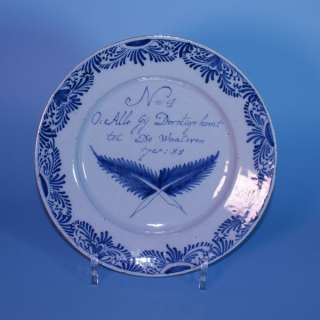 Dutch Delftware plate Number 4 with text Delft  