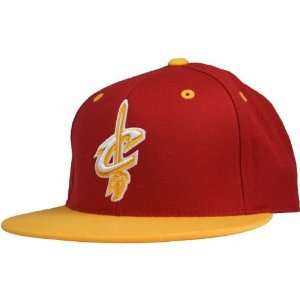  Cleveland Cavaliers Retro 2 Toned Fitted Hat (Red/Gold 
