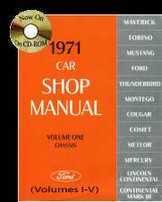 1971 Ford Shop Repair Manual CD Ranchero Torino Cougar Galaxie Mustang 