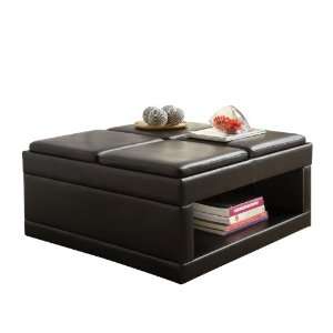  Homelegance 4732PU Castered Cocktail Ottoman Table, Dark 