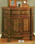 Mahogany Carved Demilune Console Table Chest Cabinet  