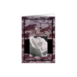  New Mom Single White Rose Mothers Day Card Health 