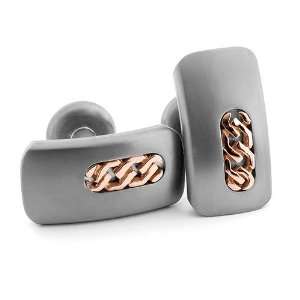  EM Titanium & 18K Rose Gold Cufflinks Jewelry