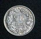 SWITZERLAND 1/2 FRANC 1957 B COIN EXTRA FINE SILVER
