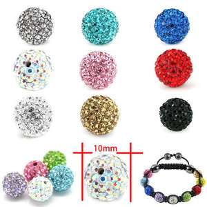25 Pcs Dense/Bling Pave Rhinestone Ball Beads Fits Bracelet 10mm 