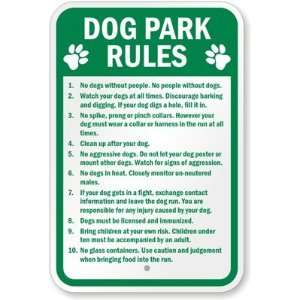  Dog Park Rules High Intensity Grade Sign, 18 x 12 